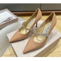 Low Price Jimmy Choo Bing Pumps 8.5cm in Patent Leather with crystals Nude 109023