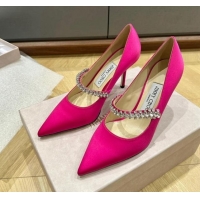 Luxurious Jimmy Choo Bing Pumps 6.5cm/8.5cm in Silk with crystals Pink 109026