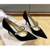 Best Price Jimmy Choo Bing Pumps 6.5cm/8.5cm in Suede with crystals Black 109027