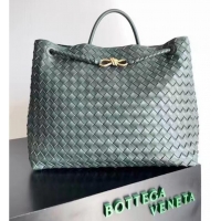 Top Grade Bottega Veneta Large Andiamo Top Handle Bag in Intrecciato Leather 743575 Dark Green 2023