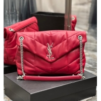 Yves Saint Laurent PUFFER SMALL CHAIN BAG IN QUILTED LAMBSKIN Y577475 Red