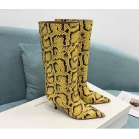 Best Price Amina Muaddi Fiona Medium Boots 6.5cm in Snakeskin Print Leather Yellow 214076