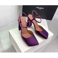 Stylish Amina Muaddi Charlotte Pumps 9.5cm in Silk Purple 104166