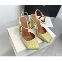 Sumptuous Amina Muaddi Charlotte Pumps 9.5cm in Crystals Yellow 104168