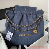 Top Design CHANEL 22 HANDBAG Tweed AS3261 Blue