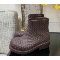 Charming Bottega Veneta Fireman Ankle Boots Intreccio Leather Brown 205092