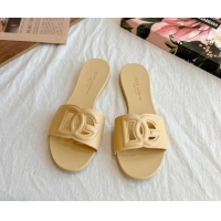 New Style Dolce & Gabbana DG TPU Flat Slide Sandals Beige 40105083