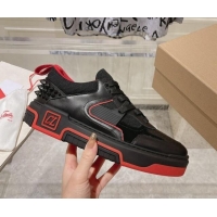 Top Quality Christian Louboutin Astroloubi Sneakers in Leather and Suede Black/Red 105086