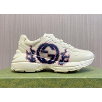 Best Price Gucci Rhyton 2024s Chinese New Year Sneaker with Interlocking G White/Blue 0105096