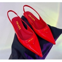 Low Price Prada Brushed Leather Slingbacks Shoes 2.5cm Red 0104091