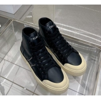 Best Product Celine AS-02 Mid Lace-up Alan Platform Sneakers 4cm with Stud in Calfskin Black/Beige 0103128