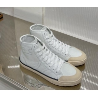 Cheap Celine AS-02 Mid Lace-up Alan Sneakers with Triomphe Patch in Calf Leather White 103131