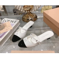 Unique Style Miu Miu Mordoré patent leather heel mules 3.5cm white 108066