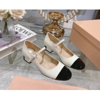 Good Quality Miu Miu Patent Leather Pumps Mary Janes White 108077