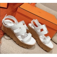 Popular Style Hermes Havane 30 Platform Sandals 5.5cm in Calfskin White Leather 0104017