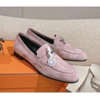 Sumptuous Hermes Paris Loafers in Suede Dusty Purple 0104043