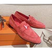 Most Popular Hermes Paris Loafers in Suede Pink 0104048