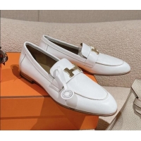 Top Grade Hermes Paris Loafers in Calfskin White 0104051