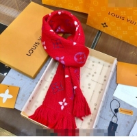 Good Taste Louis Vuitton Logomania Rainbow Wool Long Scarf with Fringe 30x175cm LV011002 Red 2024