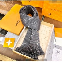 Good Looking Louis Vuitton Logomania Wool Long Scarf with Fringe 30x175cm LV011003 Grey/Silver 2024