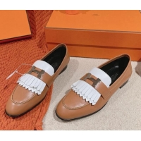 Buy Luxury Hermes Royal Loafers in Calfskin Brown/White 0104055