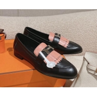 Perfect Hermes Royal Loafers in Calfskin Black/Pink 0104061