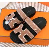 AAAAA Hermes Chypre Flat Sandals in Suede with Crystals Rose Beige 0104083