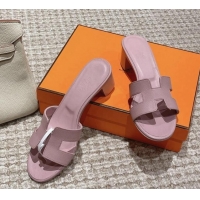 Perfect Hermes Classic Oasis Heel Slide Sandals 4.5cm in Palm Grained Leather Light Purple 123016