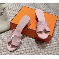 Trendy Design Hermes Classic Oasis Heel Slide Sandals 4.5cm in Palm Grained Leather Light Pink 123020