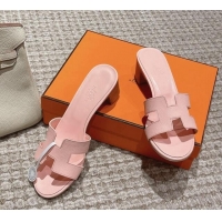 Luxurious Hermes Classic Oasis Heel Slide Sandals 4.5cm in Palm Grained Leather Pale Pink 123022