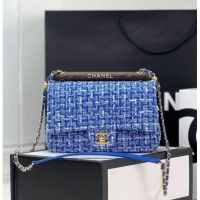 Well Crafted Chanel Tweed CLUTCH WITH CHAIN AS4151 Blue