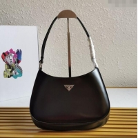 Top Quality Prada Cleo Brushed Leather Hobo Bag 1BC499 Black