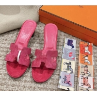 Best Product Hermes Classic Oasis Heel Slide Sandals 4.5cm in Suede Pink 123085