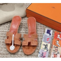 Pretty Style Hermes Classic Oasis Heel Slide Sandals 4.5cm in Suede Coral Pink 0123090