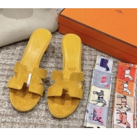 Purchase Hermes Classic Oasis Heel Slide Sandals 4.5cm in Suede Yellow 123092