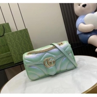 New Design Gucci GG MARMONT SMALL SHOULDER BAG 443497 Green iridescent