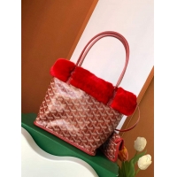 Most Popular Goyard Anjou Reversible Tote Bag With Cony Fur Mini 2399 Red