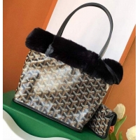 Discount Goyard Anjou Reversible Tote Bag With Cony Fur Mini 2399 Black