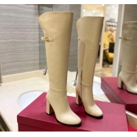 Best Price Valentino VLogo Signature Over-Knee High Boots 9.5cm Beige 0109002