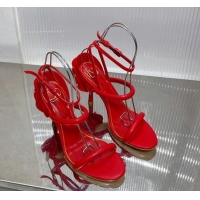 Good Quality Valentino Roserouche Sandal 10cm in Calfskin Red 0124133