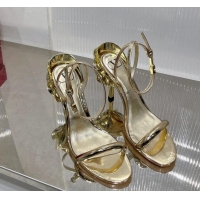 Perfect Valentino Roserouche Sandal 10cm in Calfskin Gold 0124134