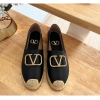 Best Price Valentino VLogo Calfskin Espadrilles Black 0124136