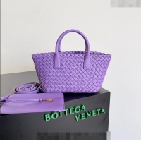 Best Price Bottega Veneta Mini Cabat Tote Bag in Intreccio Leather 709464 Dark Purple 2023