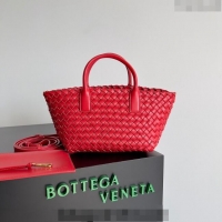 Buy Fashionable Bottega Veneta Mini Cabat Tote Bag in Intreccio Leather 709464 Red 2023