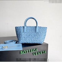 ​Top Quality Bottega Veneta Mini Cabat Tote Bag in Intreccio Leather 709464 Windswept Blue 2023