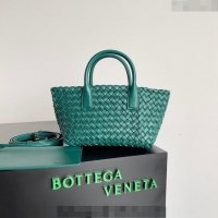 Super Quality Bottega Veneta Mini Cabat Tote Bag in Intreccio Leather 709464 Dark Green 2023