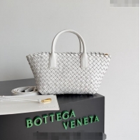 New Fashion Bottega Veneta Mini Cabat Tote Bag in Intreccio Leather 709464 White 2023