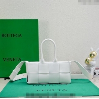 Famous Brand Bottega Veneta Mini East-West Arco Tote Bag in Intrecciato Leather 776778 White 2023