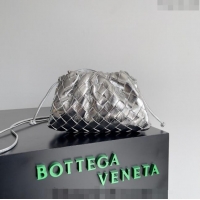 Popular Style Bottega Veneta Mini Pouch Bag in Wide Intrecciato Leather 585852 Silver 2023