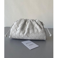 Most Popular Bottega Veneta Mini Pouch Bag in Wide Intrecciato Leather 585852 White 2023